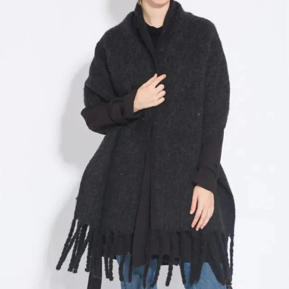 Elegant women's cashmere scarf, a cozy and warm fashion accessory for winter outfits