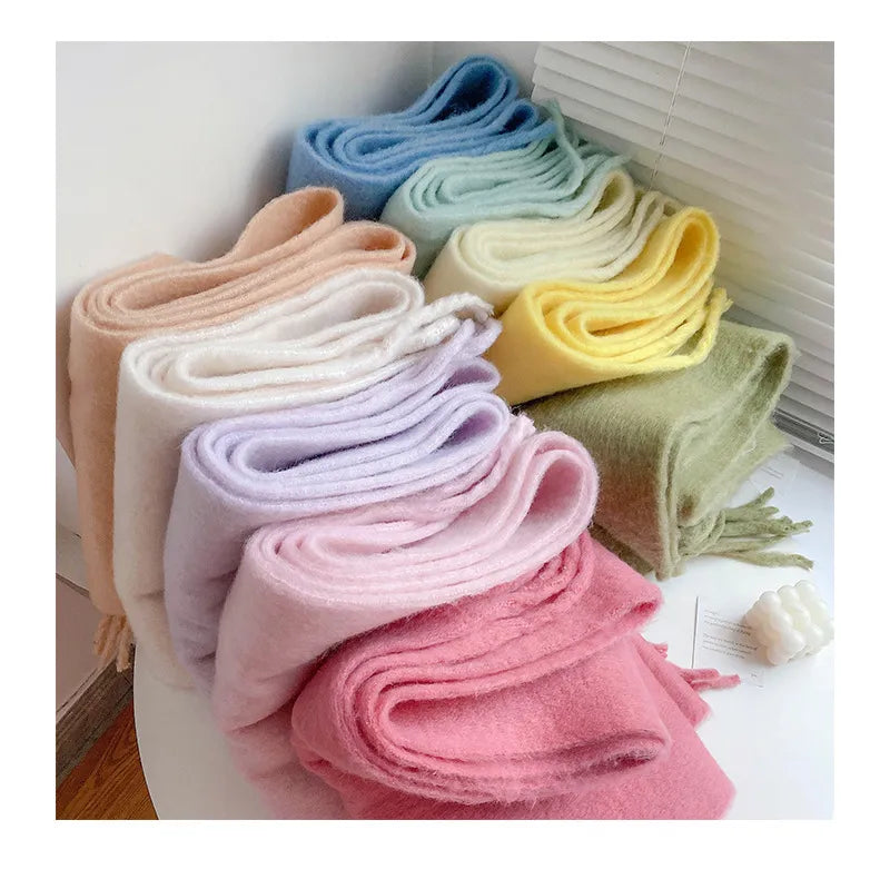Close-up of a soft cashmere scarf, highlighting its luxurious texture and warmth