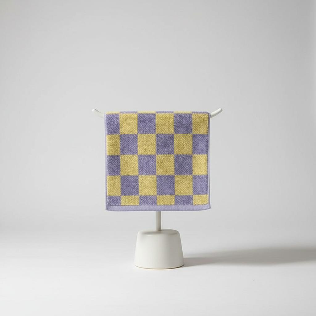 Highly absorbent checkerboard cotton hand towel, fluffy and quick-drying, for a stylish bathroom.
