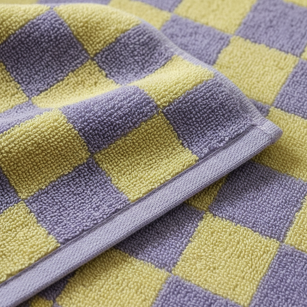 Unisex absorbent cotton towel with modern checkerboard pattern, perfect for bath or hand use.