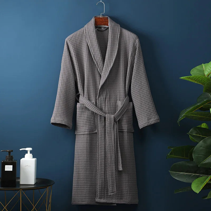 Comfortable soft cotton unisex bathrobe for cozy home relaxation.