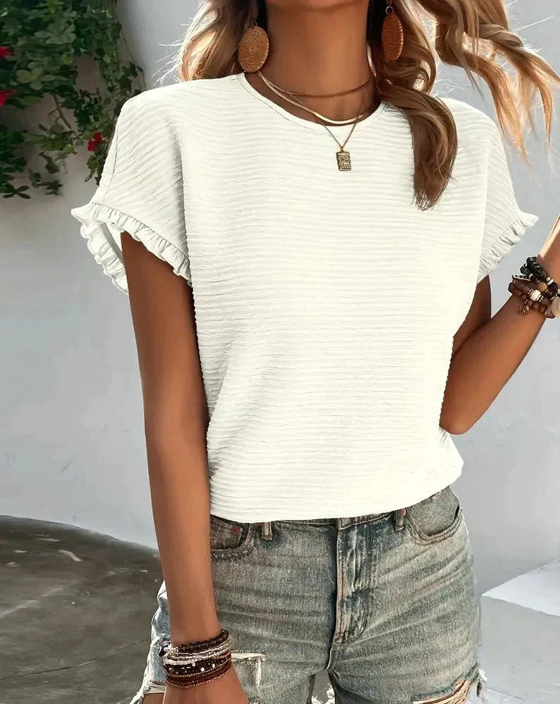 Soft cotton women's everyday t-shirt in white, classic crew neck. Perfect basic tee.