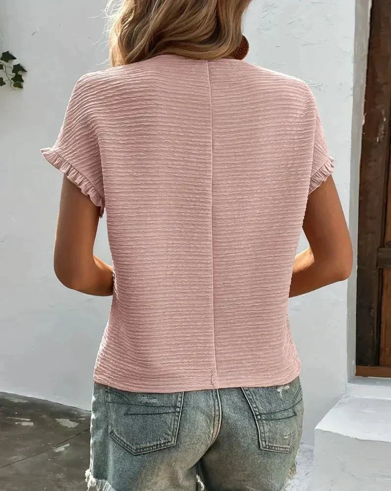 Navy blue women's everyday cotton t-shirt, versatile short-sleeve casual top.