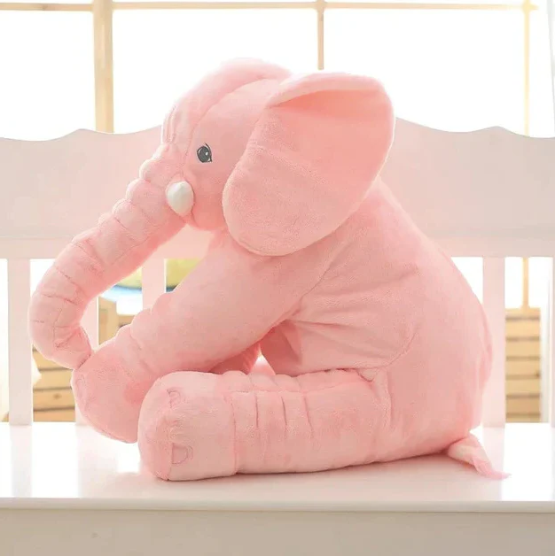 Gentle grey plush baby elephant, an ideal cuddle pillow & stuffed animal for babies & as a newborn gift.
