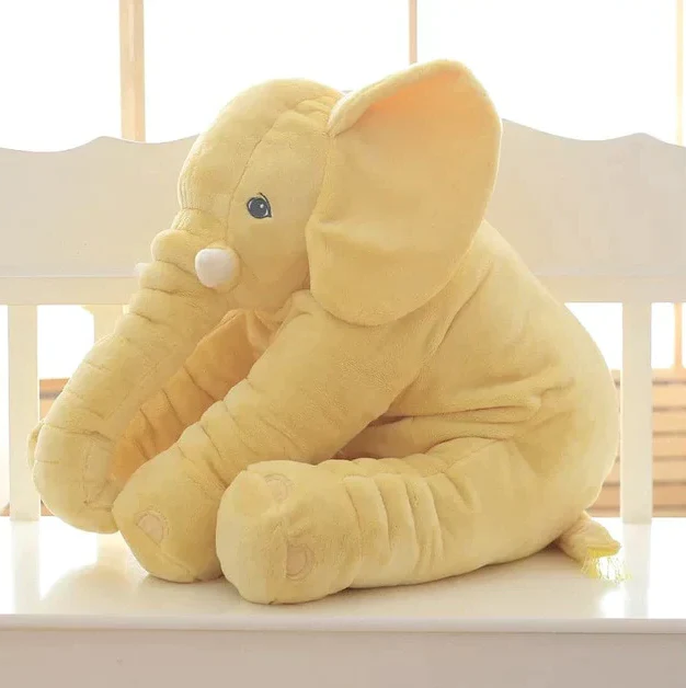 Charming baby elephant plush cuddle pillow, a soft toy and comfort pillow, perfect newborn or infant gift.