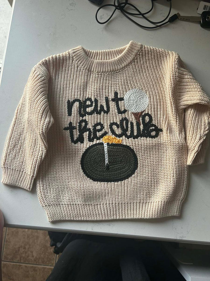 Warm infant knit pullover sweater, a cozy newborn gift for comfortable baby fashion.