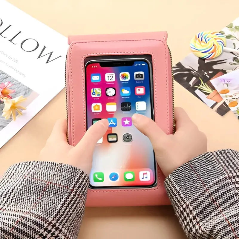 Front view: Elegant women's soft leather anti-theft shoulder bag with secure zipper.