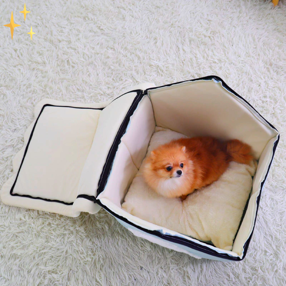 Cozy dog & cat bed house, a soft DreamNest pet shelter for small pets, washable and comfortable.