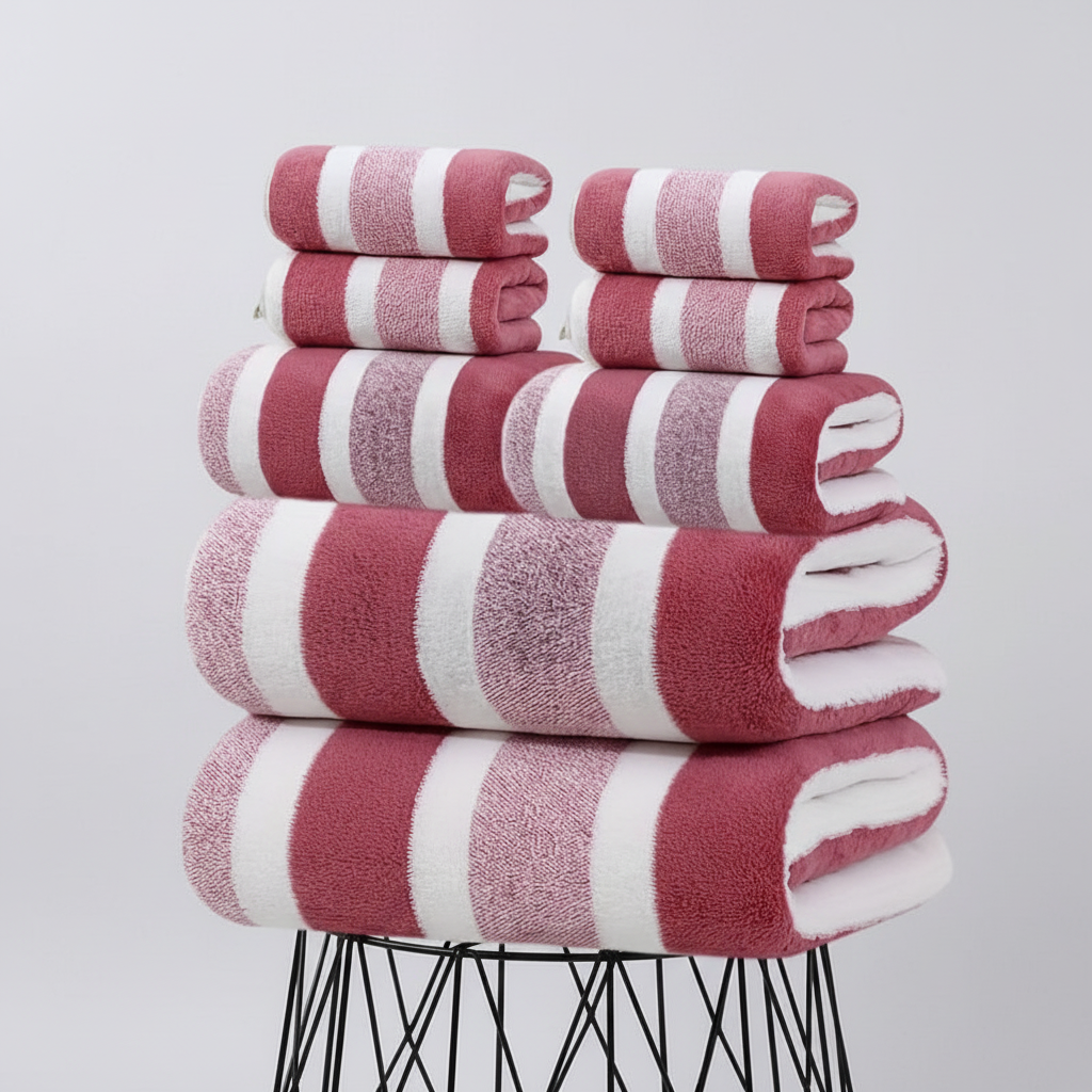 Striped super soft microfiber throw blanket, close-up of plush texture, ideal for home decor