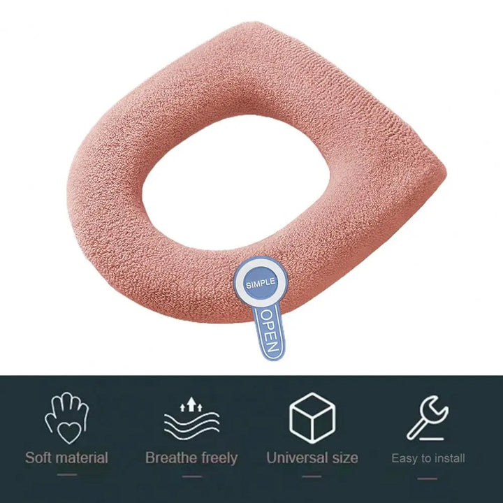 Hygienic polyester toilet seat cushion, a warm and soft cover for comfort in any bathroom. Easy installation.
