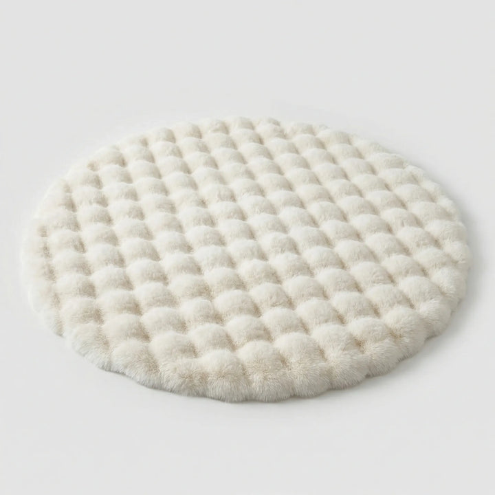 Flowique soft tufted round area rug with wave pattern, luxurious plush texture for home decor.