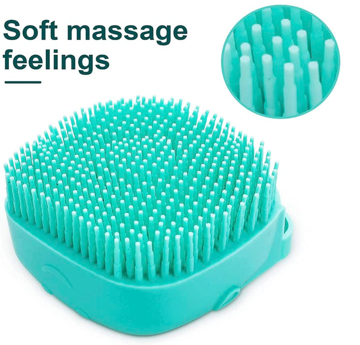 Handheld pet shampoo brush for effective dog and cat grooming, promoting healthy skin and coat
