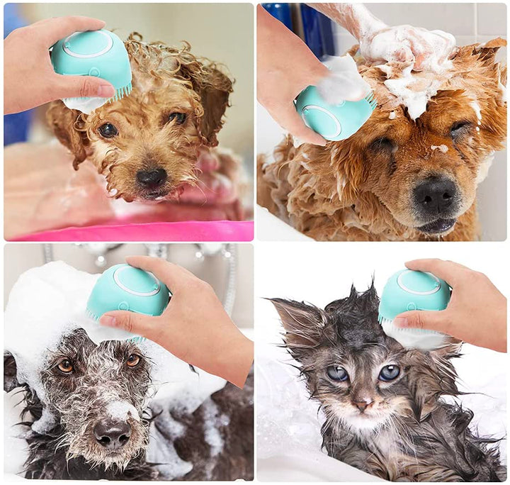 Flexible silicone pet brush for gentle dog and cat bathing, ideal pet massage and grooming tool
