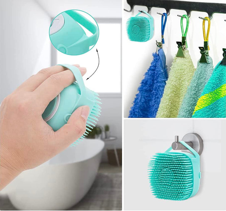 Soft-bristled silicone pet brush for stress-free dog baths and cat grooming sessions