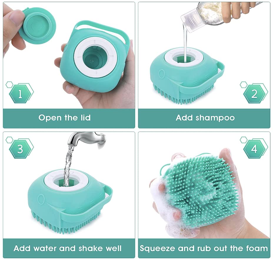 Multi-purpose pet grooming silicone brush for washing and massaging all pet types