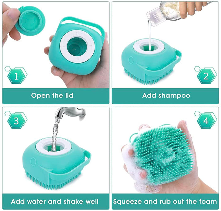 Multi-purpose pet grooming silicone brush for washing and massaging all pet types