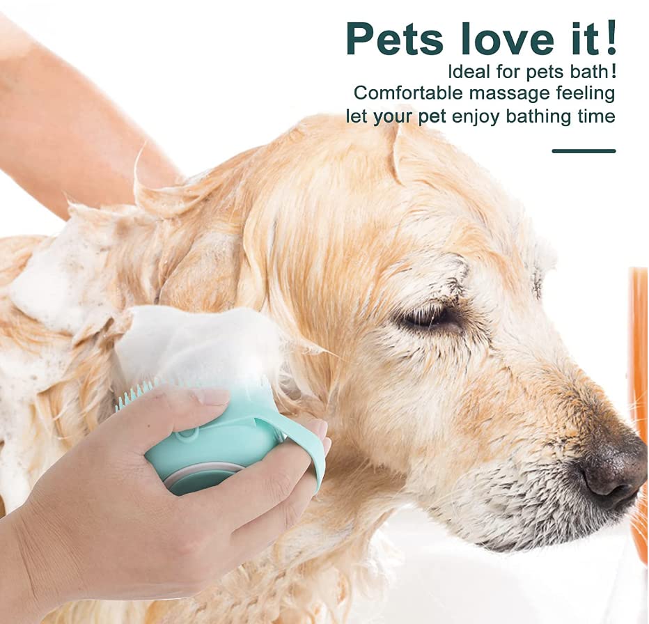 Comfortable grip silicone pet bath brush for easy grooming of dogs and cats, pet care essential