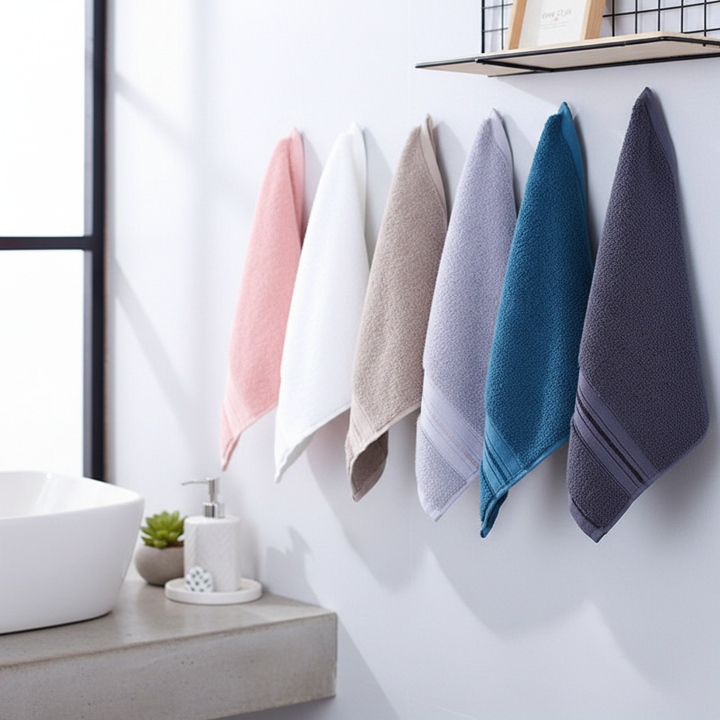 Soft terry guest towels set of 12 by Towelino, made from absorbent cotton, ideal for modern bathrooms.