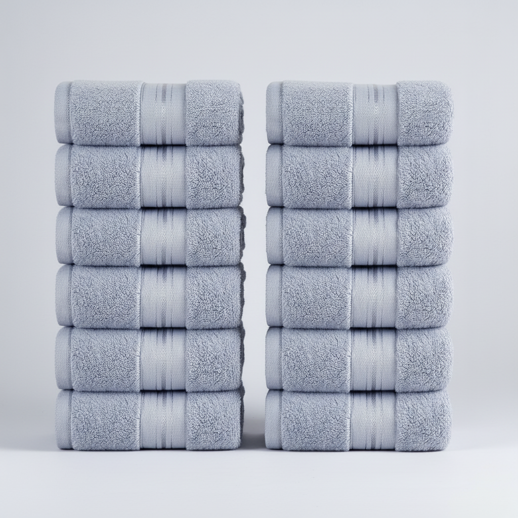 Towelino soft terry guest towels, 12-count, absorbent cotton, perfect for home, spa, or modern bathrooms.