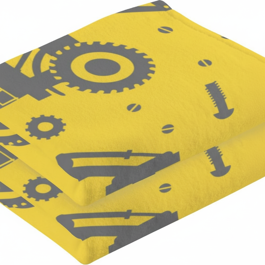 Kids' construction themed soft towel set, 100% cotton, ideal for delicate skin