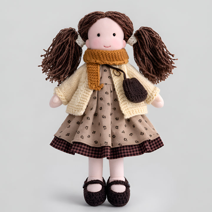 Handmade Waldorf doll, a gentle and soft cuddly toy, inspiring imaginative play in children.