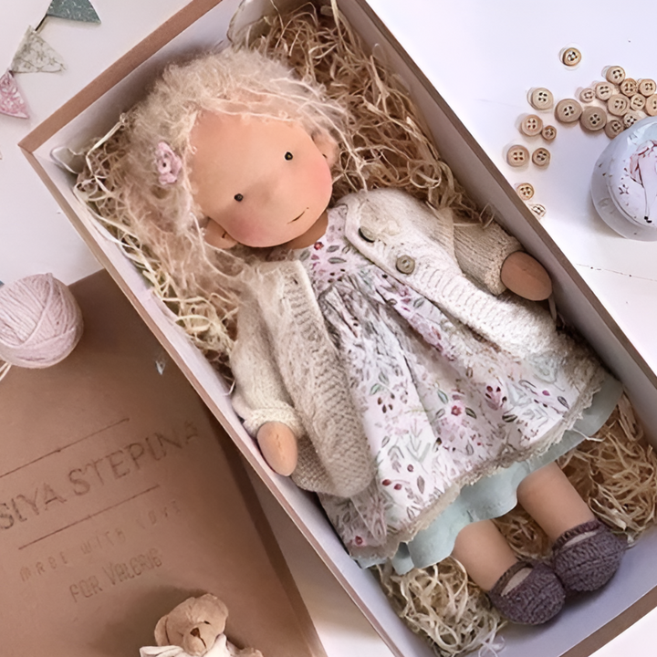 Gentle Waldorf soft doll, a comforting cuddly toy for toddlers and young children.
