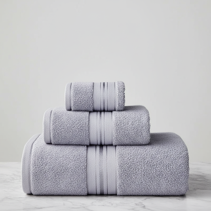 Zoomed view of soft cotton towel loop, highlighting absorbent quality and premium feel of the towel set