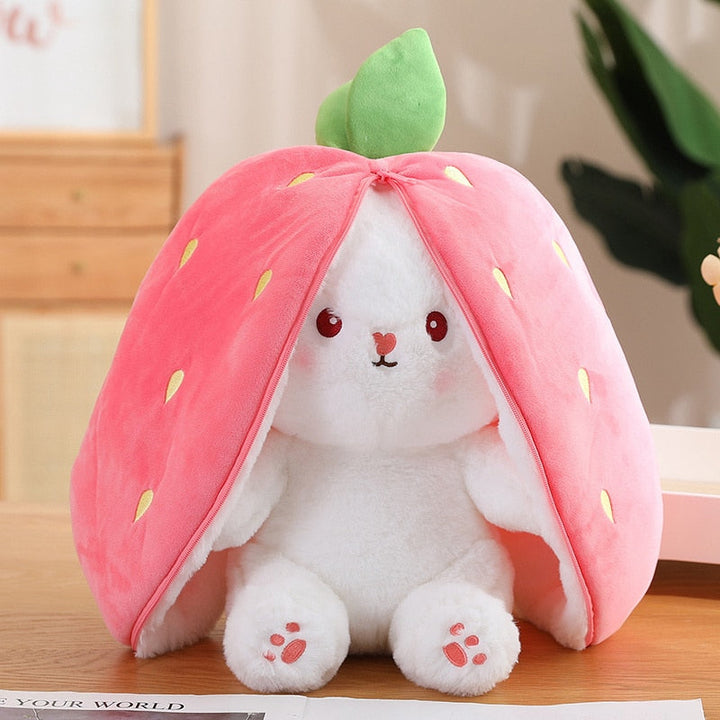 Fluffy white rabbit stuffed animal, a lovable cuddle companion for kids.