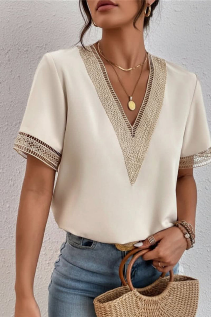 Fashionable women's short sleeve t-shirt, crew neck. Soft, comfortable, and versatile for everyday style.