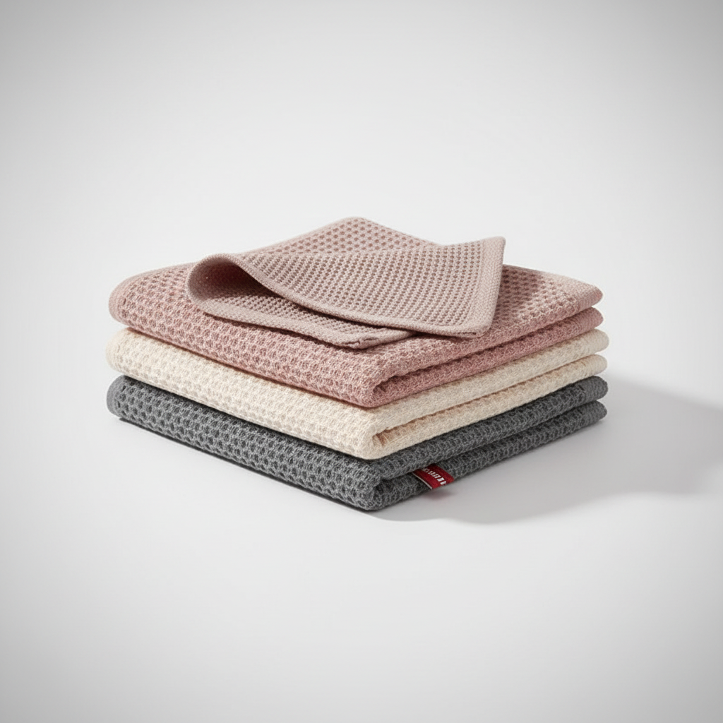 Close-up of a highly absorbent, quick-dry, and reusable cotton cleaning towel, perfect for multipurpose use