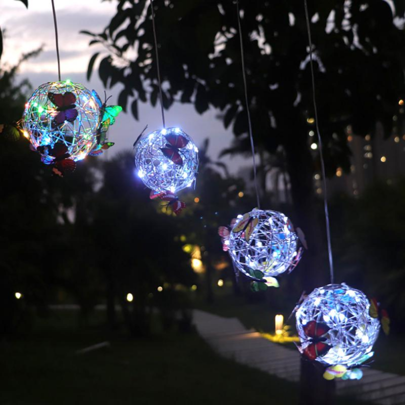 Elegant solar butterfly LED lights for garden & patio. Eco-friendly, waterproof accent lighting.