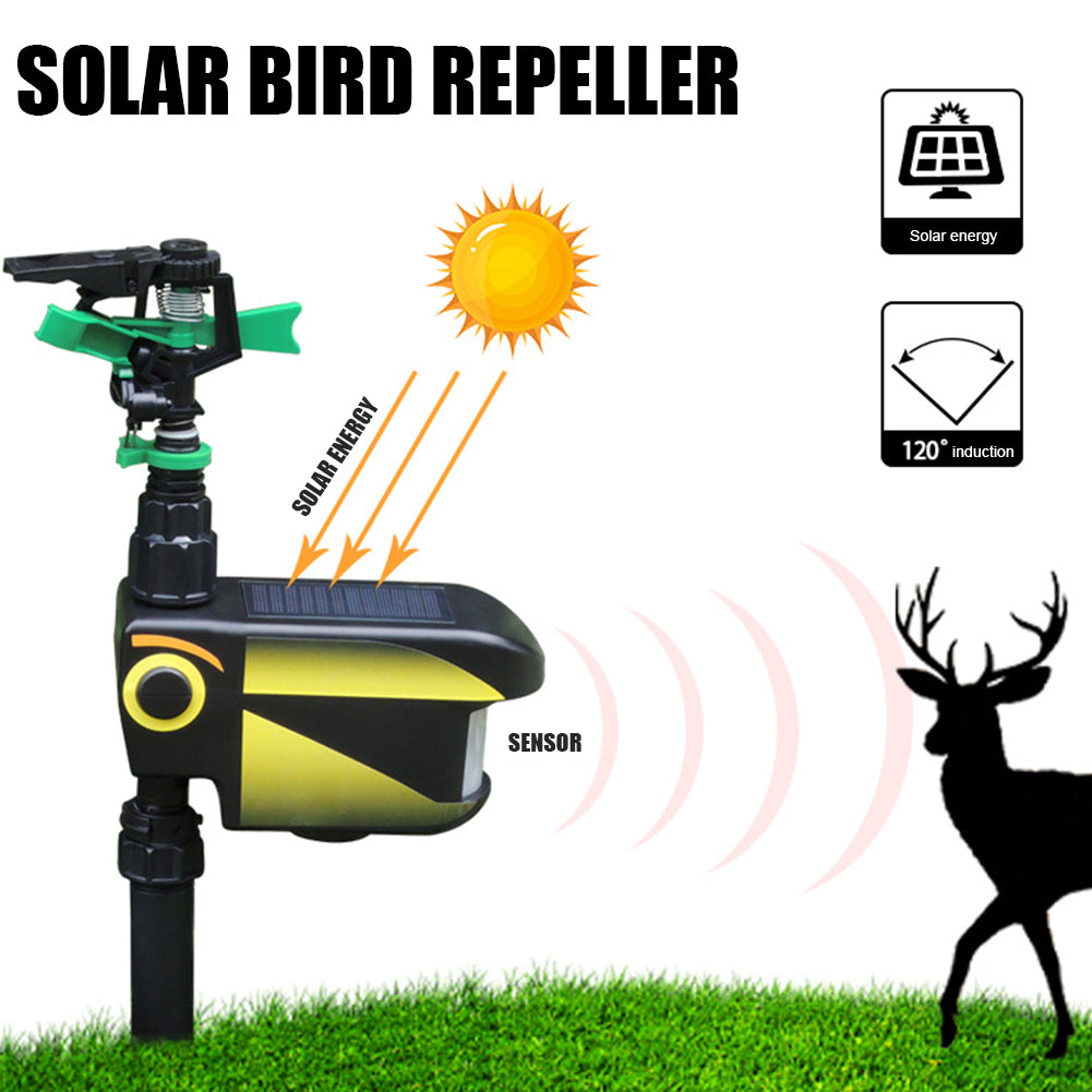 Get rid of deer with this solar-powered motion-activated garden sprinkler, an effective animal repellent.