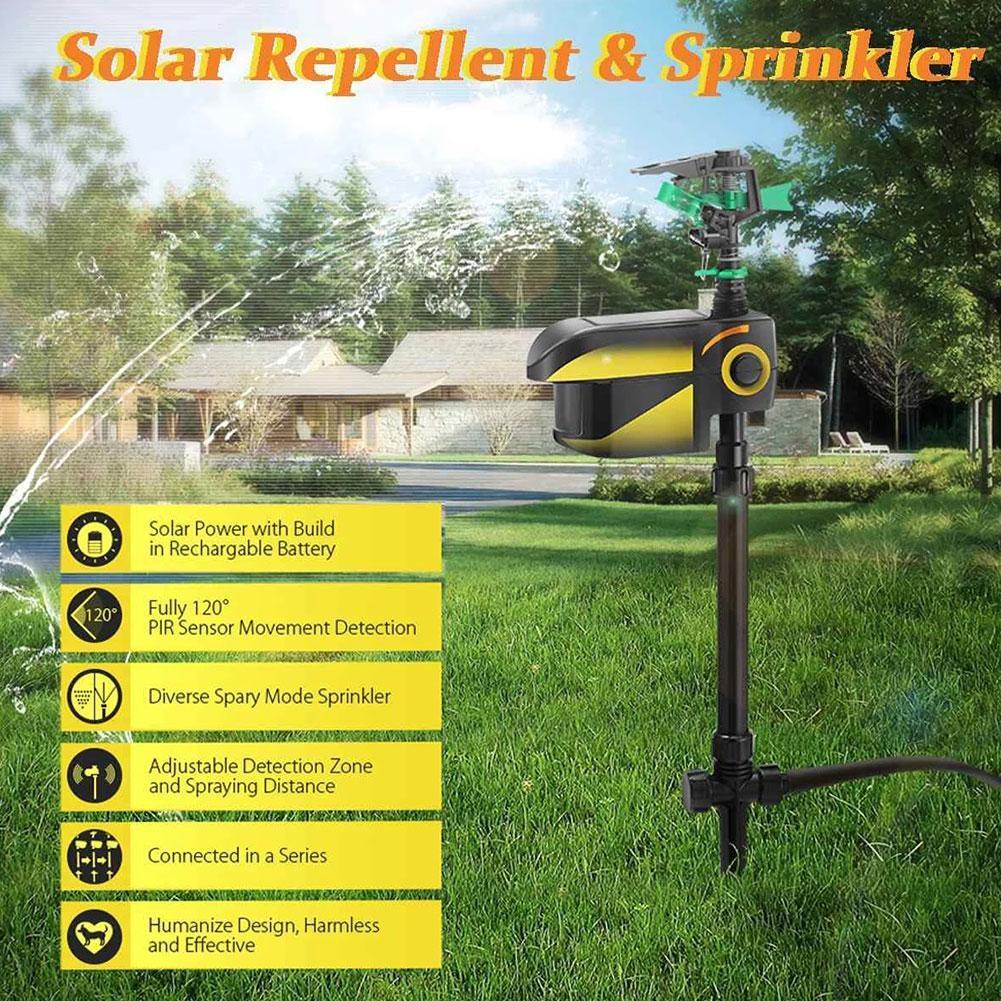 Easy-to-use solar-powered motion-activated sprinkler effectively repels deer and other garden pests.