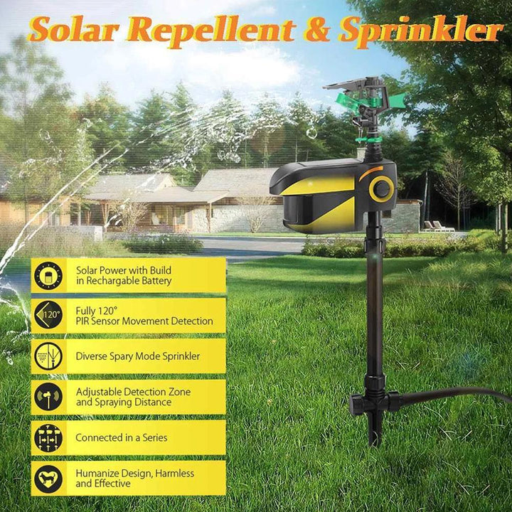 Easy-to-use solar-powered motion-activated sprinkler effectively repels deer and other garden pests.