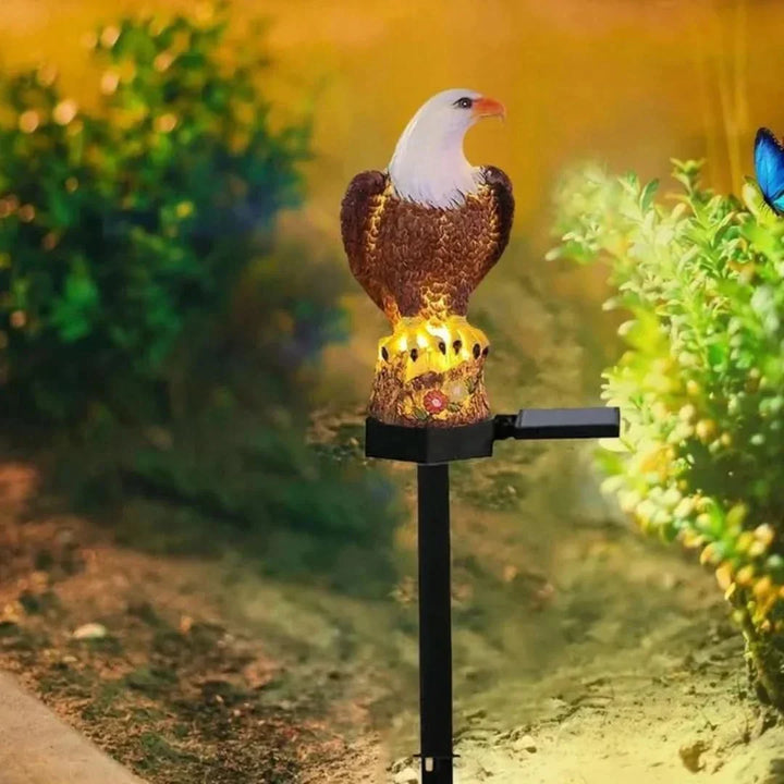 Close-up of NightPerch solar animal garden light, detailed design, bright LED for garden decor.