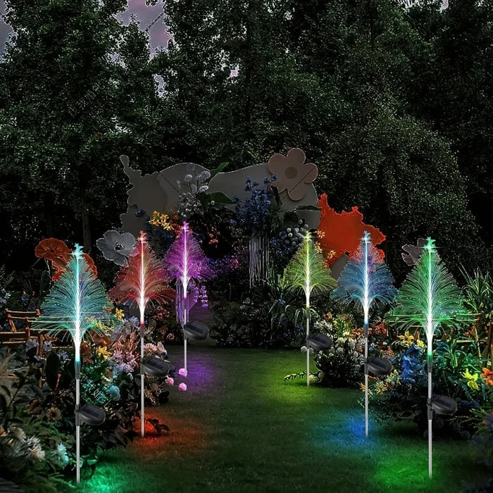 Eco-friendly solar Christmas tree lights for effortless outdoor holiday garden & landscape decoration.