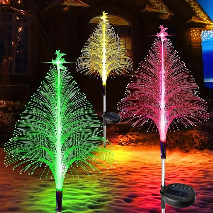 Durable waterproof solar outdoor Christmas tree lights for all-weather garden & patio holiday decor.