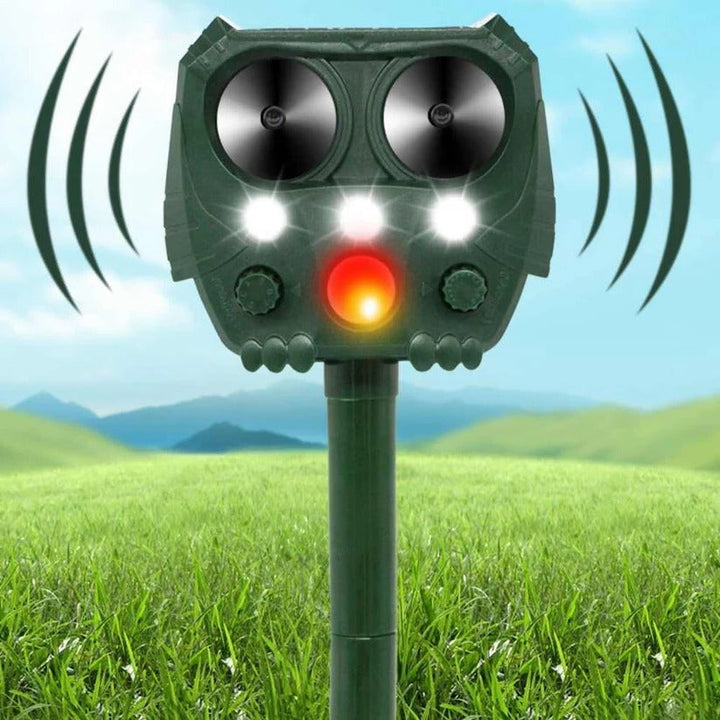 Effective solar-powered ultrasonic device for outdoor animal pest control.