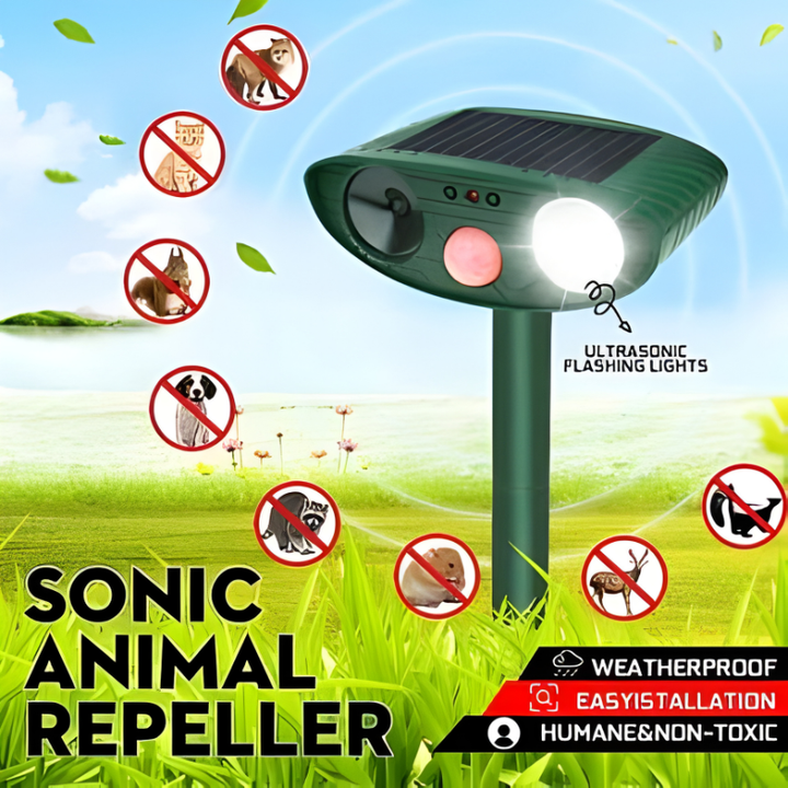 Advanced solar ultrasonic chipmunk & pest deterrent ensures a protected, pest-free outdoor space.