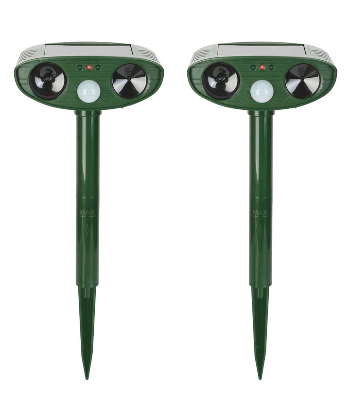 Solar ultrasonic chipmunk repeller, a humane and eco-friendly device for effective garden pest control.