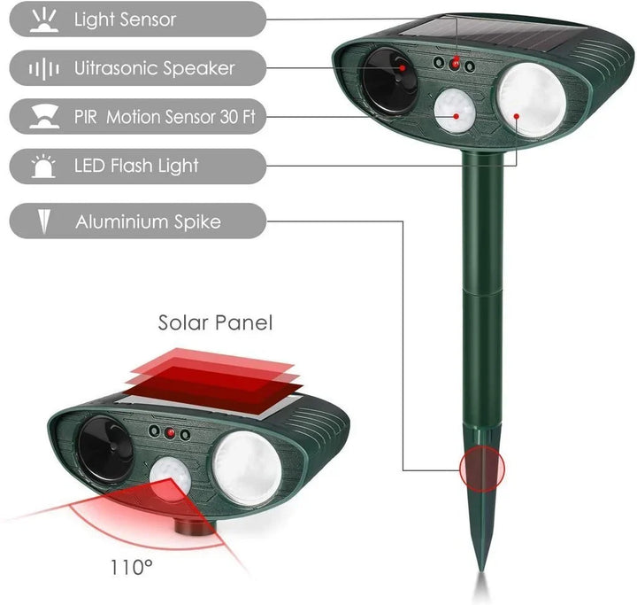 Get rid of chipmunks fast with this solar ultrasonic repeller, clearing garden pests humanely in 48 hours.