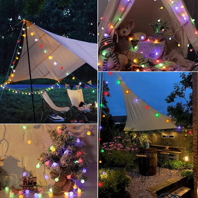 Eco-friendly SolarGlow LED string lights. Waterproof for outdoor garden, patio, and party decor.