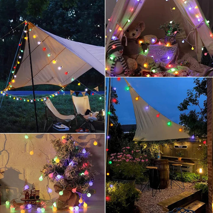 Eco-friendly SolarGlow LED string lights. Waterproof for outdoor garden, patio, and party decor.