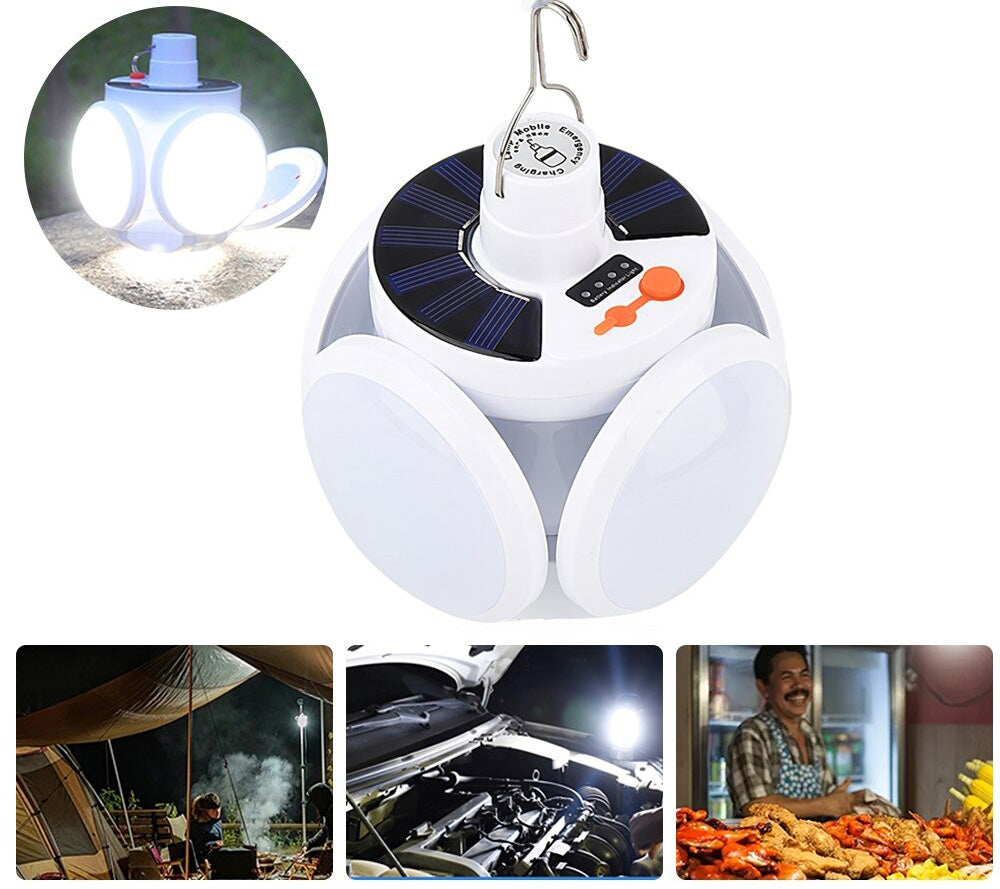 Unisex SolarGlow portable solar lantern, waterproof LED light for camping, outdoor, and emergency power outages.