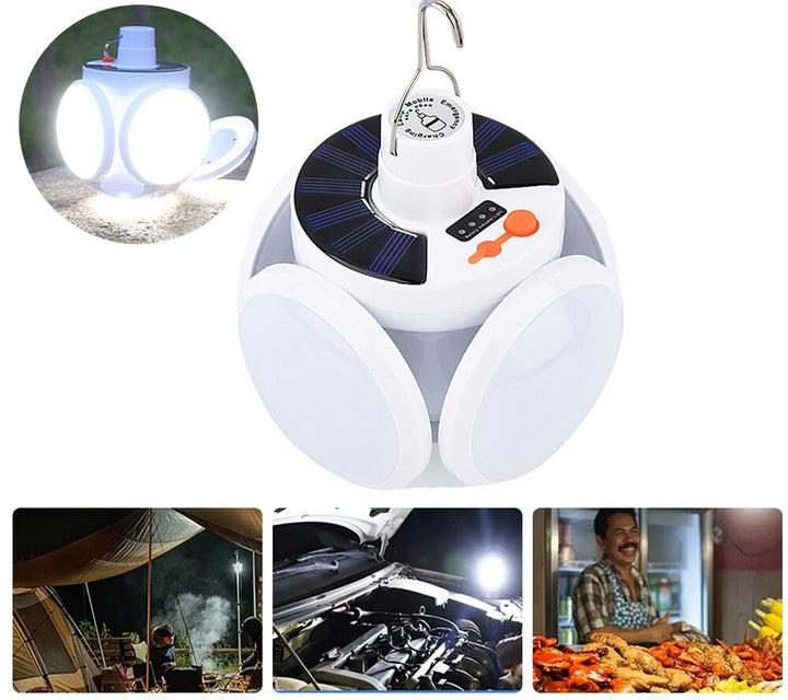 Unisex SolarGlow portable solar lantern, waterproof LED light for camping, outdoor, and emergency power outages.
