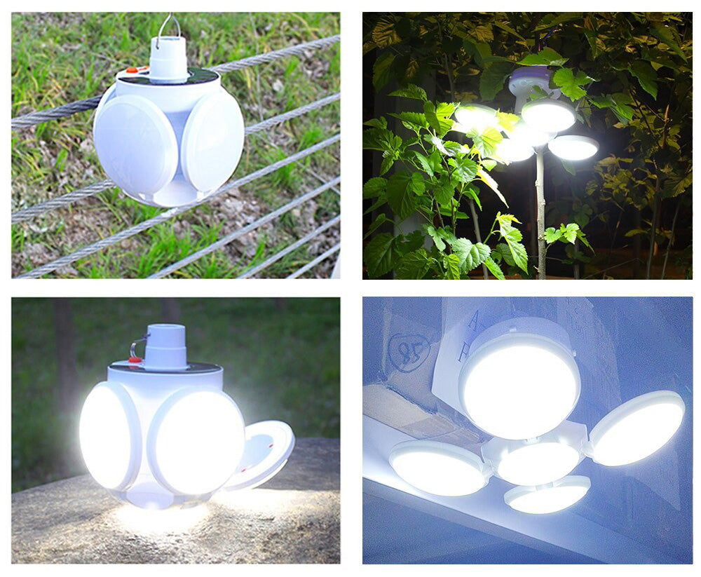 Bright SolarGlow LED lantern, solar-powered & rechargeable, providing reliable light for camping and emergencies.