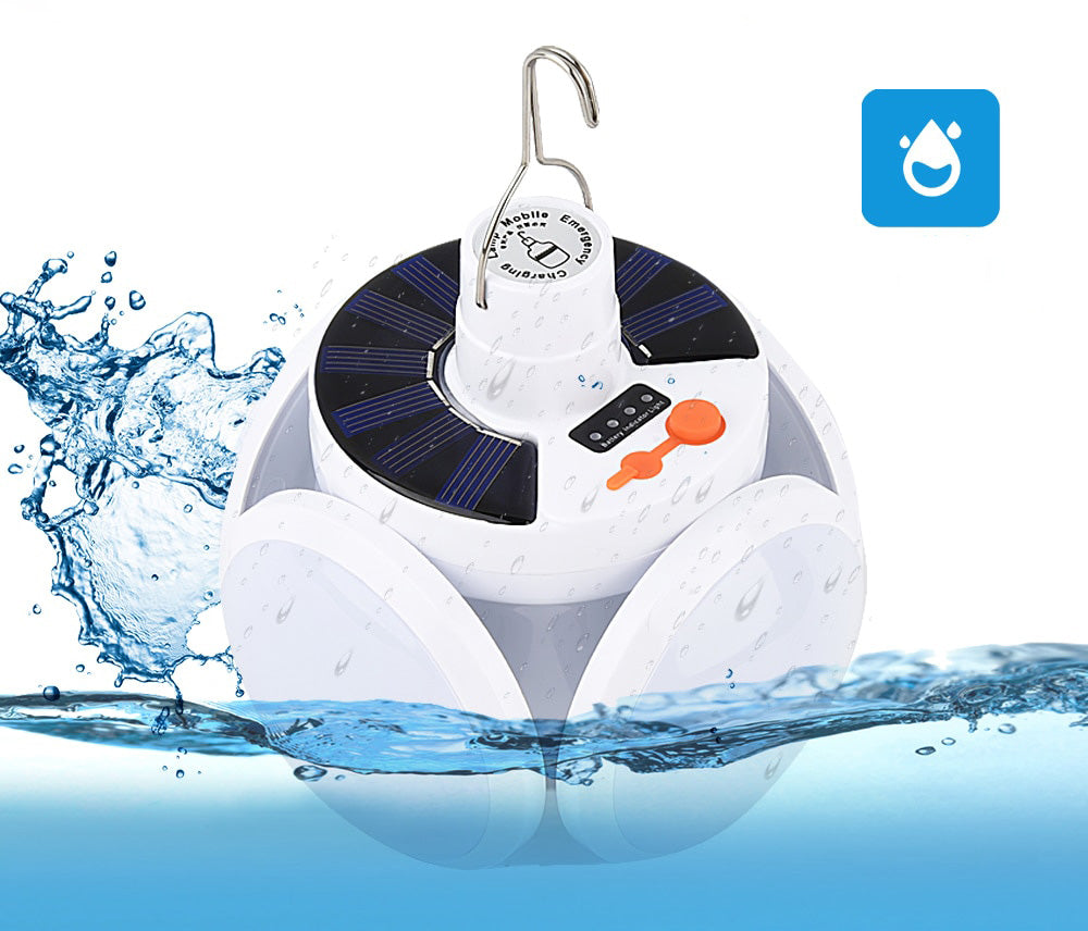 Unisex SolarGlow portable solar rechargeable lantern, waterproof LED light for camping, hiking & emergency use.