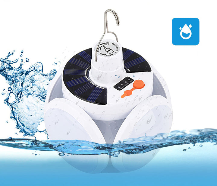 Unisex SolarGlow portable solar rechargeable lantern, waterproof LED light for camping, hiking & emergency use.