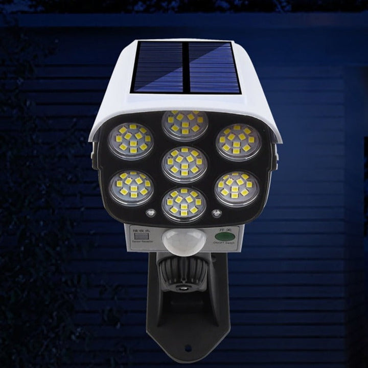 Dummy security camera, SolarGuard, with solar panel for battery charging and LED light, easy install