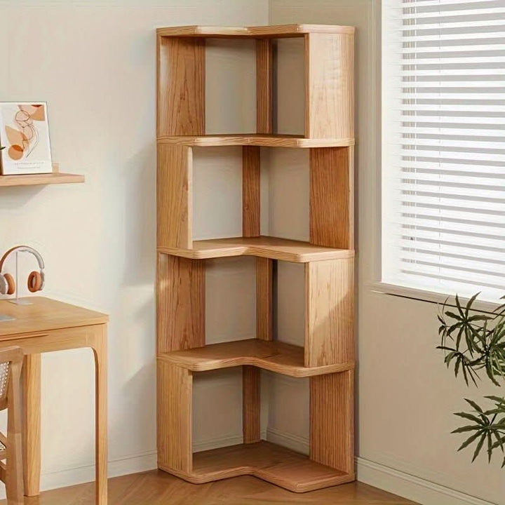 Solid pine wood corner cabinet, perfect for space-saving storage & home organization in living rooms or bedrooms.